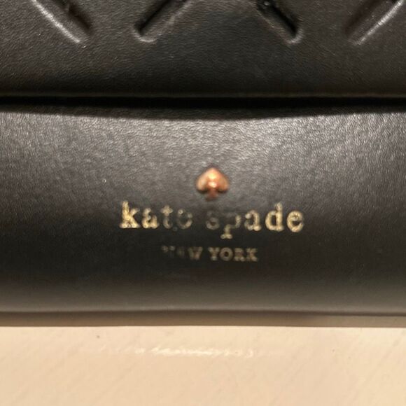 Kate Spade Perforated Leather Envelope Clutch Black Laser Cut Small Bag Preppy - Picture 8 of 14